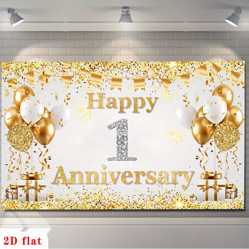 Banner de Balões 2D Dourado e  - Party Banner Gold avaliação e preço