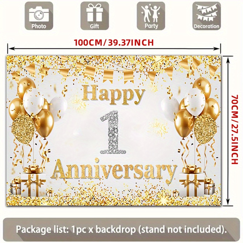 Banner de Balões 2D Dourado e  - Party Banner Gold avaliação e preço
