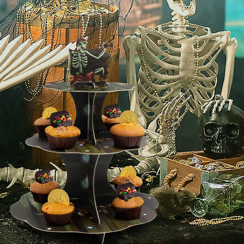 Crânio pirata cupcake suporte  - Cupcake Stand Tier avaliação e preço