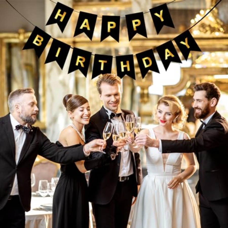Faixa de Feliz Aniversário, De - Party Banner Gold avaliação e preço